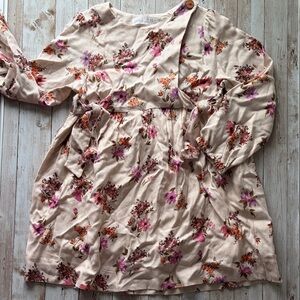 Zara Cream Floral Dress NWOT